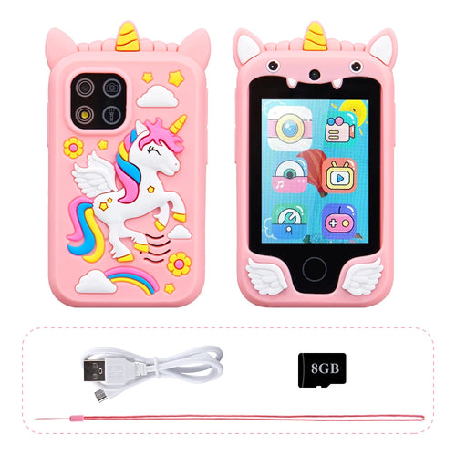 Kids Smart Phone Camera Toys Touchscreen Unicorn Baby Mobile MP3 Player Digital Camera Educational Toys for Girls Boys Age 3-8