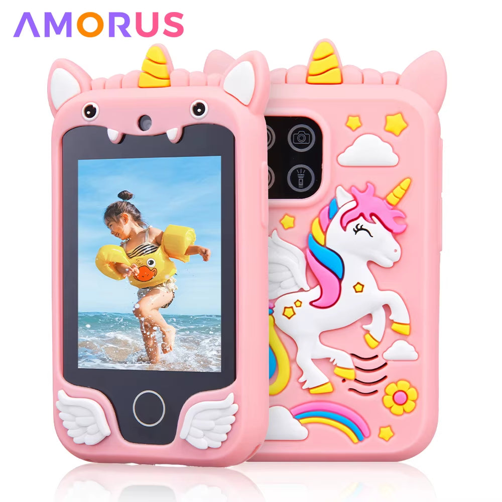 Kids Smart Phone Camera Toys Touchscreen Unicorn Baby Mobile MP3 Player Digital Camera Educational Toys for Girls Boys Age 3-8