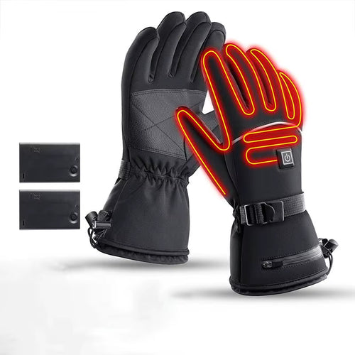 Electric Heating Gloves with Batteries for Motorcycles, Winter Motorcycle Heating Gloves, Warm and Waterproof Heating Gloves For
