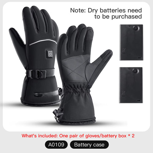 Electric Heating Gloves with Batteries for Motorcycles, Winter Motorcycle Heating Gloves, Warm and Waterproof Heating Gloves For